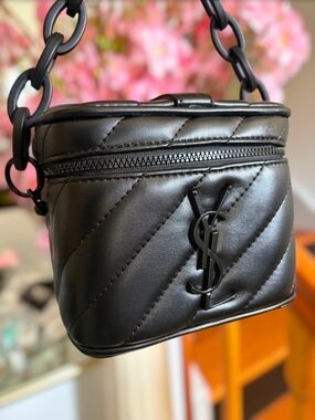 YSL Beauty GWP Vanity Case w/ Crossbody Chain – Matte Black Hardware